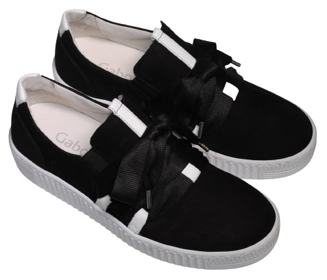 【靴のHOSHIKAWA】  『Gabor 43333』 ガボール スニーカー 22cm〜25.5cm レディース レザーシューズ ブラック スリッポン ホワイトソール 天然皮革 スロバキア製