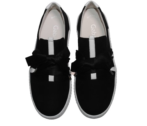 【靴のHOSHIKAWA】  『Gabor 43333』 ガボール スニーカー 22cm〜25.5cm レディース レザーシューズ ブラック スリッポン ホワイトソール 天然皮革 スロバキア製