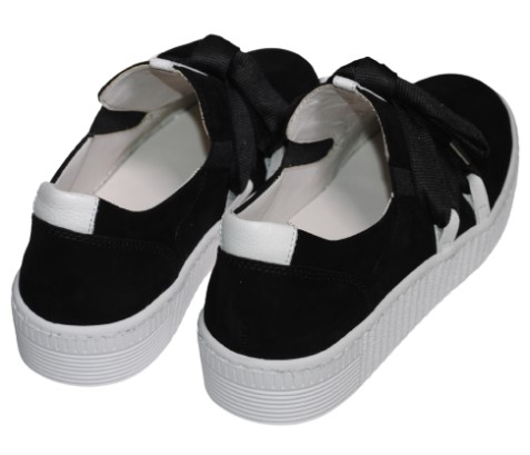 【靴のHOSHIKAWA】  『Gabor 43333』 ガボール スニーカー 22cm〜25.5cm レディース レザーシューズ ブラック スリッポン ホワイトソール 天然皮革 スロバキア製