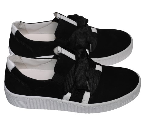 【靴のHOSHIKAWA】  『Gabor 43333』 ガボール スニーカー 22cm〜25.5cm レディース レザーシューズ ブラック スリッポン ホワイトソール 天然皮革 スロバキア製