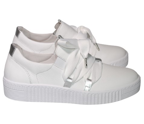 【靴のHOSHIKAWA】  『Gabor 83333』 ガボール スニーカー 22cm〜25.5cm レディース レザーシューズ ホワイト スリッポン ホワイトソール 天然皮革 スロバキア製