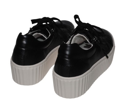 【靴のHOSHIKAWA】  『Gabor 93200』 ガボール レザースニーカー 22cm〜25.5cm 幅広 ブラック レースアップ 両側ファスナー コンフォート 本革 スロバキア製