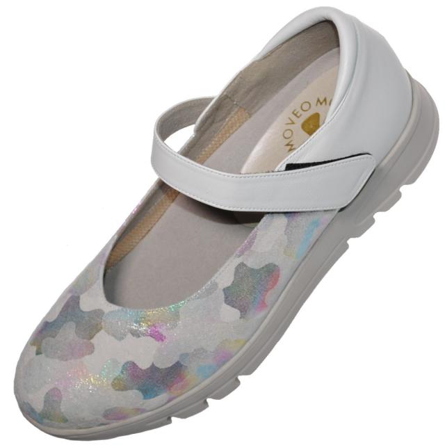 【靴のHOSHIKAWA】  『MOVEO 023』 モベオ パンプス 22cm〜24.5cm EEEE ウェッジソール マジックテープ グレー 日本製 本革 軽量 幅広