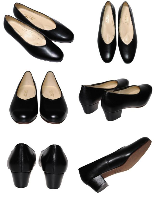 【靴のHOSHIKAWA】  『A-OK 115』 エーオーケー パンプス 21.5cm〜25cm EEEE レディース ブラック フォーマル ヒール 天然皮革 国産