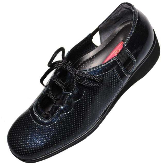 【靴のHOSHIKAWA】  『SALON DE GRES 13358』 サロンドグレー カジュアル 21.5cm〜25cm EEE ネイビーE レディース レースアップ パンチング 国産 春夏