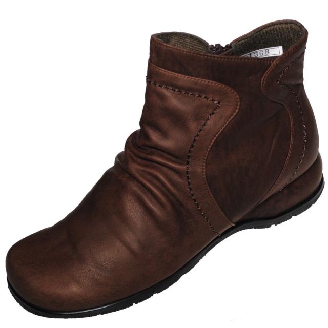 【靴のHOSHIKAWA】  『SPORTS NINE 1368』 スポーツナイン ショートブーツ 21.5cm〜25cm EEE ダークブラウン レディース ショート丈 スムースレザー 本革 国産 防滑