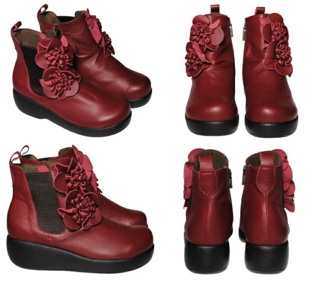 【靴のHOSHIKAWA】  『SPORTS NINE 1421』 スポーツナイン ショートブーツ 21.5cm〜24.5cm EEE レッド レディース ショート丈 厚底 ブーツ 本革 国産 秋冬