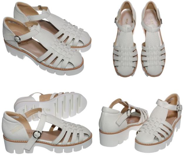 【靴のHOSHIKAWA】  『MONET 211203』 モネ グルカサンダル 21.5cm〜24.5cm EEE ホワイト レディース エナメル マジックテープ 本革 国産 春夏