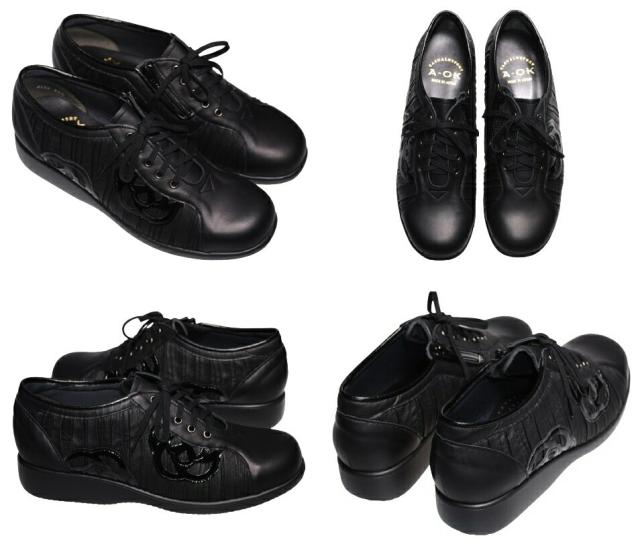 【靴のHOSHIKAWA】  『A-OK 2153』 エーオーケー レザーシューズ 21.5cm〜25cm EEE レースアップ レディース ボルドー カジュアル 日本製 牛革