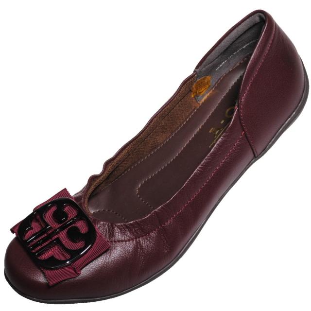 【靴のHOSHIKAWA】  『A-OK 6360』 エアリーステップ ボルドー 22cm〜24.5cm EEE パンプス レディース カジュアル ローヒール ぺたんこ 山羊革