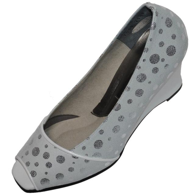 【靴のHOSHIKAWA】  『NINE DI NINE 7065』 ナイン パンプス 21.5cm〜24.5cm EEE ホワイト レディース ウェッジソール オープントゥ 本革 国産