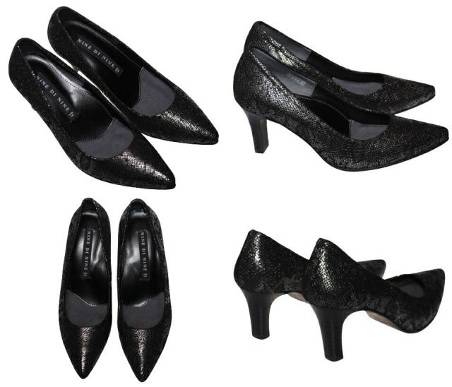 【靴のHOSHIKAWA】  『NINE DI NINE 8520』 ナインディナイン パンプス 21.5cm〜25cm EEE モノクロ レディース ヒール カジュアル 本革 国産