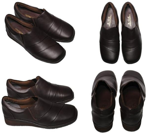 【靴のHOSHIKAWA】  『A-OK 9461』 エーオーケー スリッポン 22cm〜24.5cm EEEE ブラック カジュアル レディース ローヒール スクエアトゥ 牛革 防滑