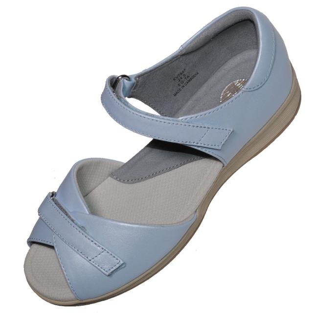 【靴のHOSHIKAWA】  『Medical Walk L002』 アサヒ メディカルウォーク 21.5cm〜25cm EEE レディース スカイブルー カジュアル マジックテープ 天然皮革 SHM