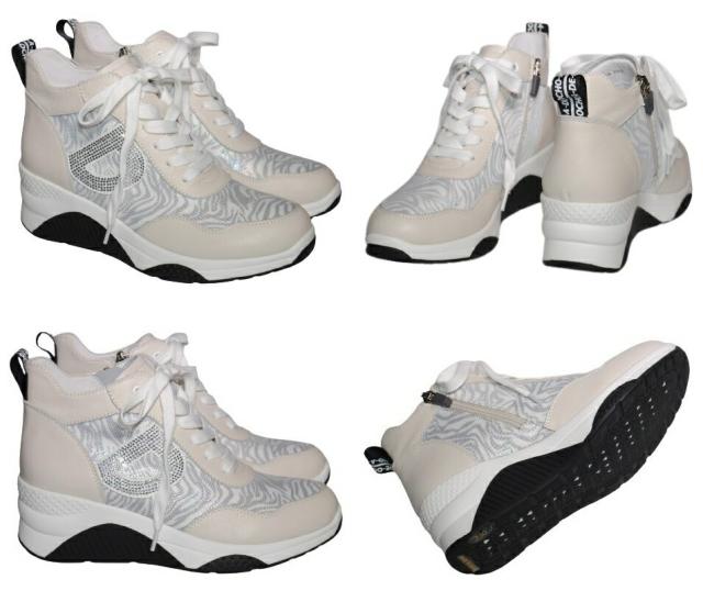 【靴のHOSHIKAWA】  『de ocho A de ocho 022-7A』 デオチョ ブラック 22cm〜24.5cm EEE ハイカットスニーカー レディース 秋冬 シークレットヒール