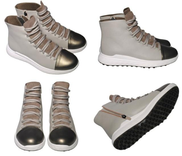 【靴のHOSHIKAWA】  『hatchi 0619』 ハッチ ショートブーツ 22.5cm〜24.5cm EEEE ブーツ サイドファスナー レディース グレー 本革 国産 秋冬