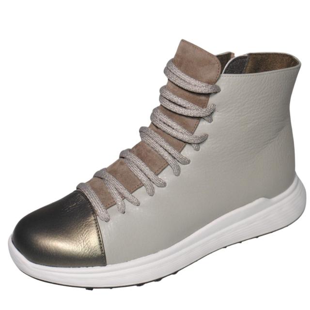 【靴のHOSHIKAWA】  『hatchi 0619』 ハッチ ショートブーツ 22.5cm〜24.5cm EEEE ブーツ サイドファスナー レディース グレー 本革 国産 秋冬