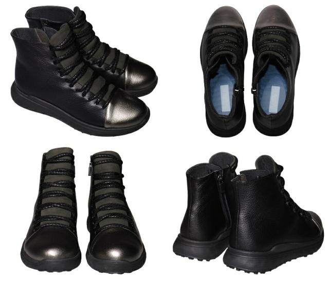 【靴のHOSHIKAWA】  『hatchi 0619』 ハッチ ショートブーツ 22.5cm〜24.5cm EEEE ブーツ サイドファスナー レディース グレー 本革 国産 秋冬