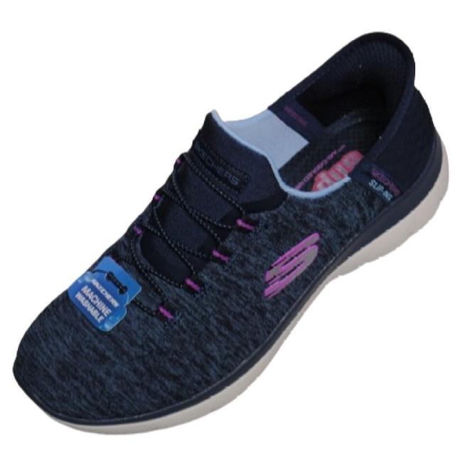 【靴のHOSHIKAWA】  『SKECHERS SPORTL 149937W』 22cm〜26.5cm レディース スケッチャーズ スリップイン スニーカー スリッポン ホワイトソール 運動靴 ネイビー 合皮 軽量
