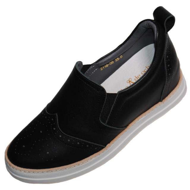 【靴のHOSHIKAWA】  『de ocho A de ocho 2118-39』 デオチョアデオチョ スリッポン 22cm〜24.5cm レディース ガンメタ レザースニーカー 厚底 本革