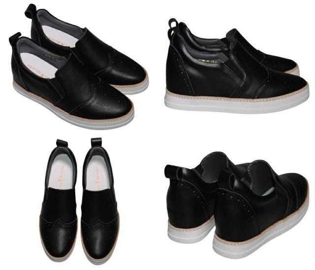 【靴のHOSHIKAWA】  『de ocho A de ocho 2118-39』 デオチョアデオチョ スリッポン 22cm〜24.5cm レディース ガンメタ レザースニーカー 厚底 本革