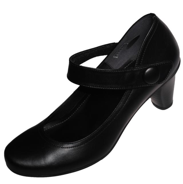 【靴のHOSHIKAWA】  『Casual Monet 213314』 カジュアルモネ パンプス 21.5cm〜24.5cm EEE クロスムース レディース マジックテープ ヒール 日本製 本革