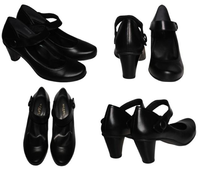 【靴のHOSHIKAWA】  『Casual Monet 213314』 カジュアルモネ パンプス 21.5cm〜24.5cm EEE クロスムース レディース マジックテープ ヒール 日本製 本革