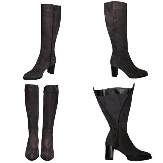 【靴のHOSHIKAWA】  『MONET 214203』 モネ ロングブーツ 21.5cm〜24.5cm EEE ブラック レディース サイドファスナー スムース革 本革 ヒール 国産