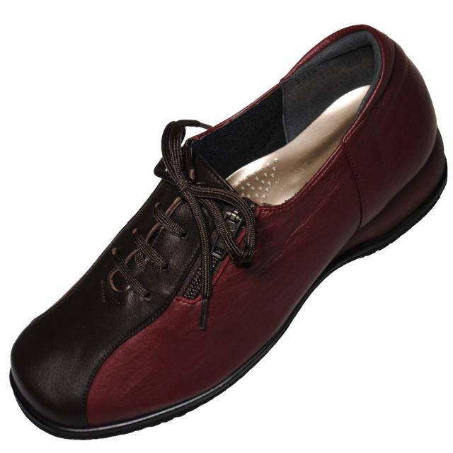 【靴のHOSHIKAWA】  『MODE NINE 2318』 モードナイン レザーシューズ 21.5cm〜25cm EEEE ダークワイン スクエアトゥ フラット底 防滑 本革 日本製