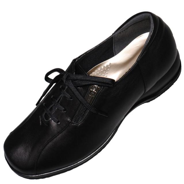 【靴のHOSHIKAWA】  『MODE NINE 2318』 モードナイン レザーシューズ 21.5cm〜25cm EEEE ブラック スクエアトゥ フラット底 防滑 本革 日本製