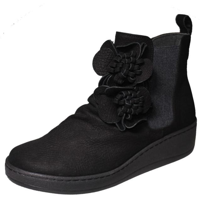 【靴のHOSHIKAWA】  『hatchi 2577』 ハッチ ショートブーツ 22.5cm〜24.5cm レディース 内側ファスナー 厚底 ショート丈 ブーツ 本革 国産 秋冬