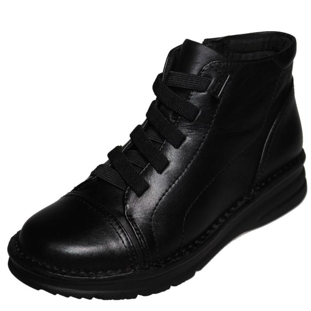 【靴のHOSHIKAWA】  『Yukiko Kimijima 3887』 22cm〜24.5cm EEEE ブラック ショートブーツ レースアップ ファスナー 牛革 秋冬