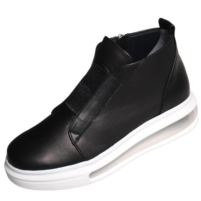 【靴のHOSHIKAWA】  『SALON DE GRES SLP5007D』 サロンドグレー ブラック 22.5cm〜24.5cm EEE ブーティー 内側ファスナー スムース革 エアークッション 牛革 防滑