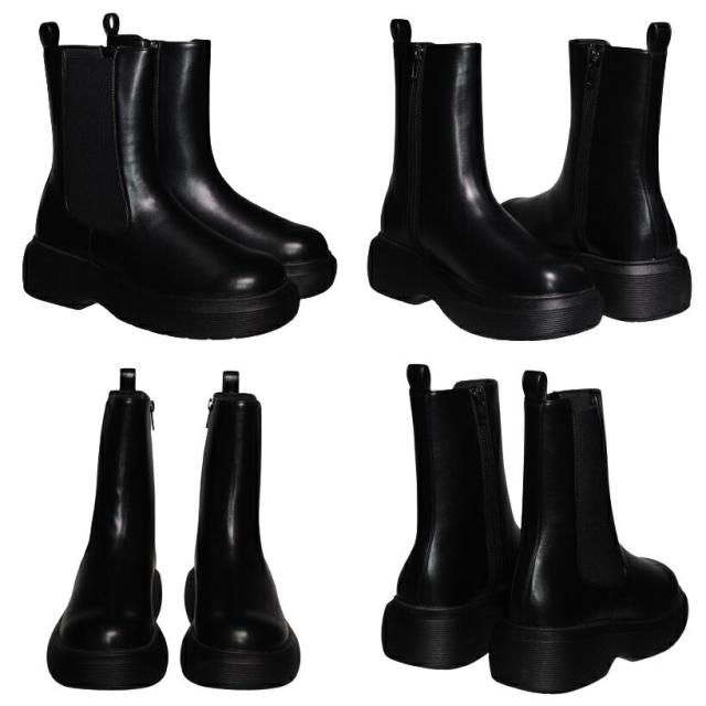 maRuu F51 S M L LL ホワイト レディース 厚底ブーツ ファスナー サイドゴア カジュアル 合皮 秋冬_6