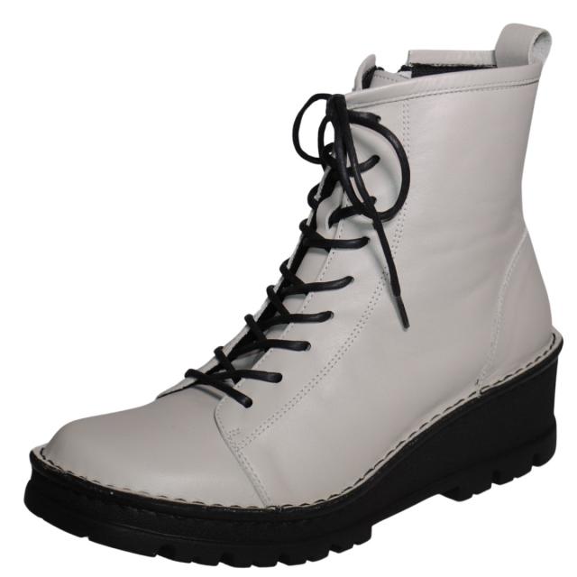 【靴のHOSHIKAWA】  『A-OK 5501』 エーオーケー ショートブーツ 22.5cm〜24.5cm レディース  レースアップ ライトグレー 牛革 秋冬