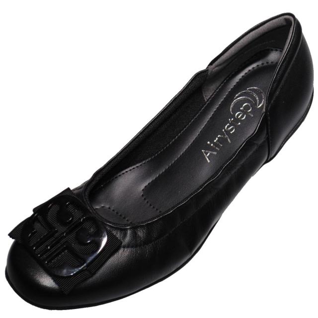 【靴のHOSHIKAWA】  『Airy step 6360』 エアリーステップ ブラック 22cm〜24.5cm EEE パンプス レディース カジュアル ローヒール ぺたんこ 山羊革