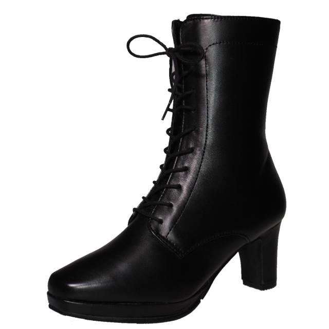 【靴のHOSHIKAWA】  『Yukiko Kimijima 7769』 ユキコキミジマ ミドルブーツ 22cm〜24.5cm EEE レディース ブラックスウェード 内側ファスナー 本革