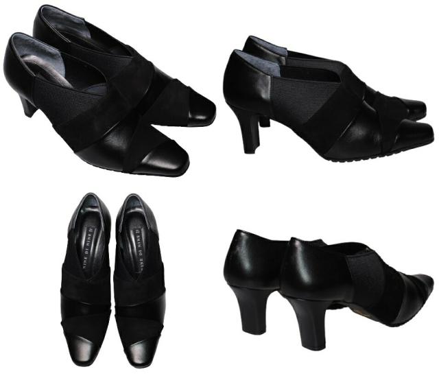 【靴のHOSHIKAWA】  『NINE DI NINE 7805』 ナインディナイン パンプス 21.5cm〜24.5cm EEE グレー レディース ヒール カジュアル 本革 国産