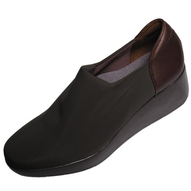 【靴のHOSHIKAWA】  『Dona Miss 804』 ドナミス スリッポン 21.5cm〜24.5cm EEE ダーブラウン レインシューズ  ウェッジソール カジュアル 撥水加工 厚底