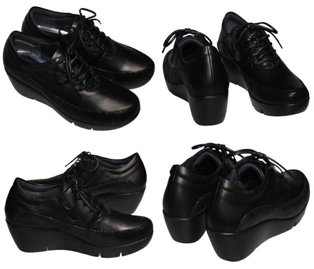 【靴のHOSHIKAWA】  『Monet 881311』 モネ スニーカー 21.5cm〜24.5cm EEE カジュアル ブラック ゴムレース コンフォート 日本製 本革