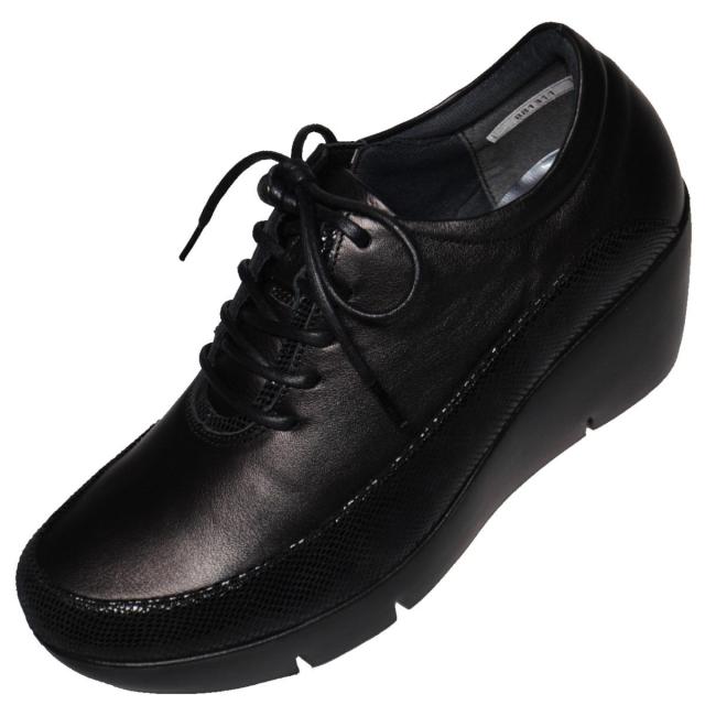 【靴のHOSHIKAWA】  『Monet 881311』 モネ スニーカー 21.5cm〜24.5cm EEE カジュアル ブラック ゴムレース コンフォート 日本製 本革