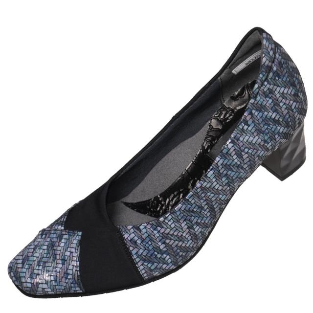 【靴のHOSHIKAWA】  『MONET 883203』  モネ パンプス 21.5cm〜24.5cm EEE ポインテッドトゥ ウェッジソール ブラックP レディース 日本製 牛革 春夏