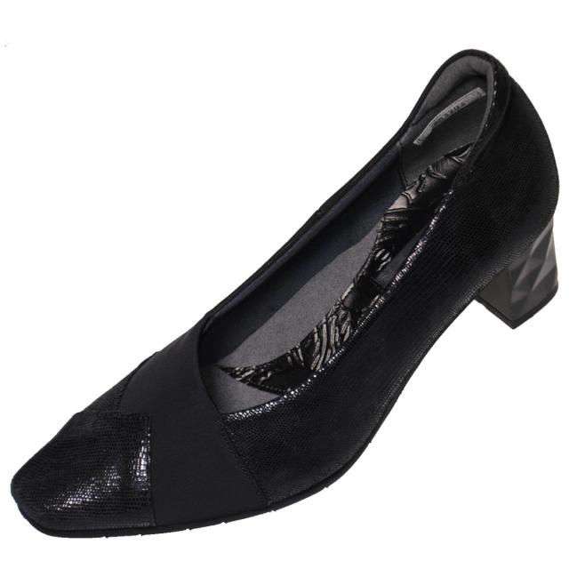 【靴のHOSHIKAWA】  『MONET 883203』  モネ パンプス 21.5cm〜24.5cm EEE ポインテッドトゥ ウェッジソール ブラック レディース 日本製 牛革 春夏