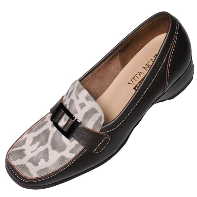 【靴のHOSHIKAWA】  『VITA NOVA 9912』 ヴィタノバ ローファー 21.5cm〜24.5cm レディース  エナメル ダークブラウンC スクエアトゥ ローヒール 日本製 牛革