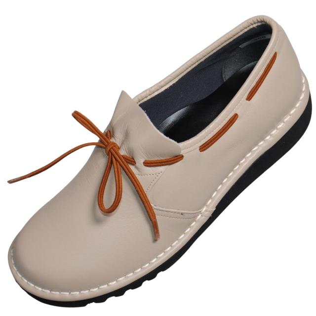 【靴のHOSHIKAWA】  『Airystep 0206』 エアリーステップ ベージュ/ライトブラウン 21.5cm〜24.5cm EEEE スリッポン フラット底 ブーティー 日本製 本革