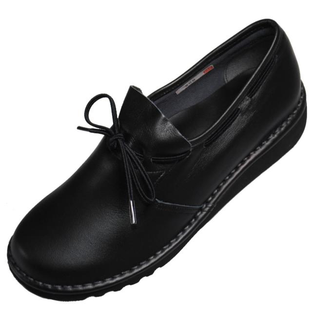 【靴のHOSHIKAWA】  『Airystep 0206』 エアリーステップ ブラック 21.5cm〜24.5cm EEEE スリッポン レディース 本革 フラット底 ブーティー 日本製 秋冬