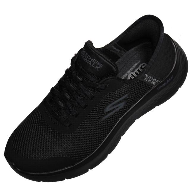 【靴のHOSHIKAWA】  『SKECHERS SPORTL 124836』 22cm〜26.5cm レディース スケッチャーズ スリップイン GO WALK スニーカー ブラック 運動靴 洗える 合皮 軽量