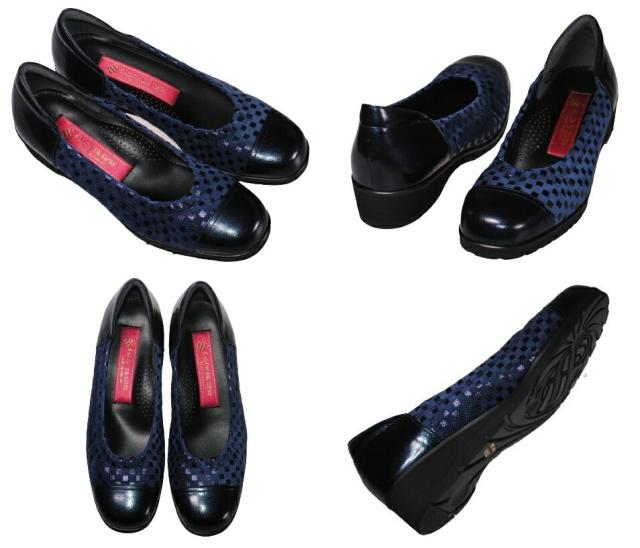 【靴のHOSHIKAWA】  『SALON DE GRES SL13270』 サロンドグレー パンプス 21.5cm〜25cm EEE ネイビーP レディース コンフォート 外反母趾 日本製 本革