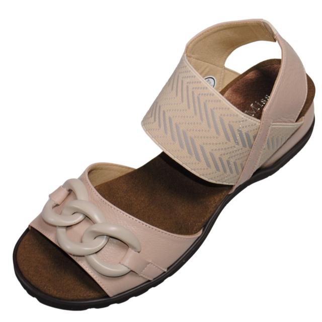 【靴のHOSHIKAWA】  『Dona Miss 1742』 ドナミス コンフォートサンダル 21.5cm〜24.5cm EEEE ピンク バックベルト オープントゥ ウェッジソール 日本製 本革 春夏