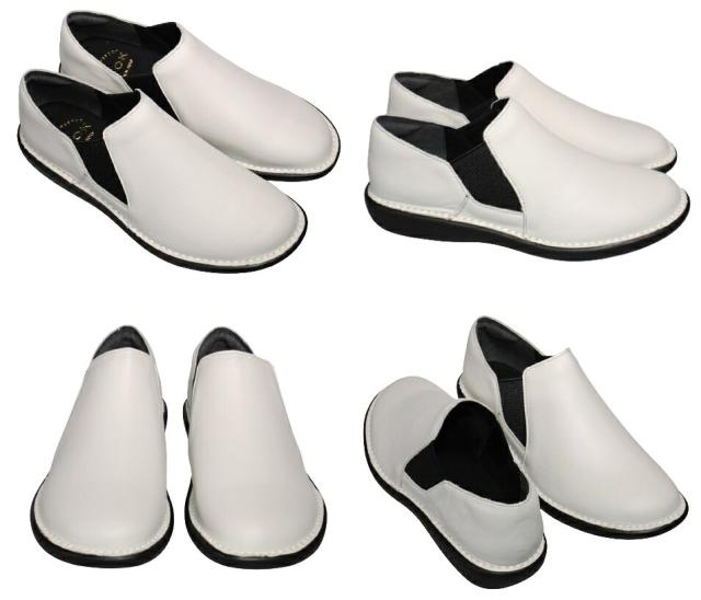 【靴のHOSHIKAWA】  『A-OK 19604』 エーオーケー スリッポン 22cm〜24.5cm EEEE ホワイト カジュアル レディース ローヒール サイドゴア 牛革 幅広 国産